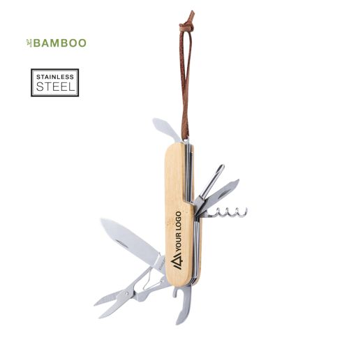 Couteau multifonction titan bambou inox publicitaire