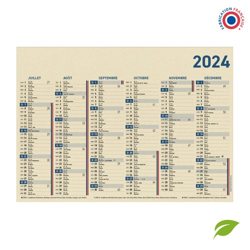 Calendrier de bureau trimestriel, calendrier personnalisé 2024
